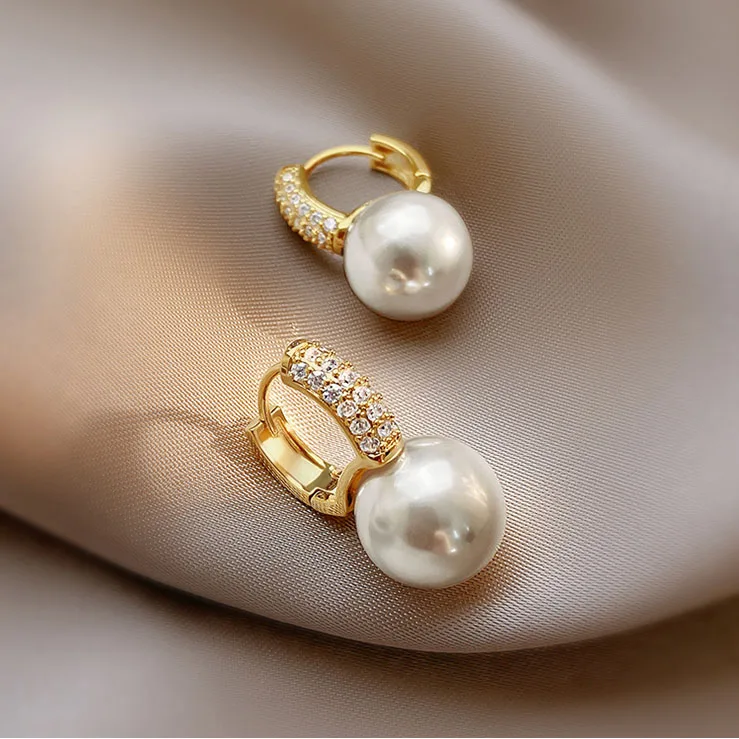 Gold Pearl Drop Earrings for Women 7 Gold Pearl Drop Earrings for Women - Image 7