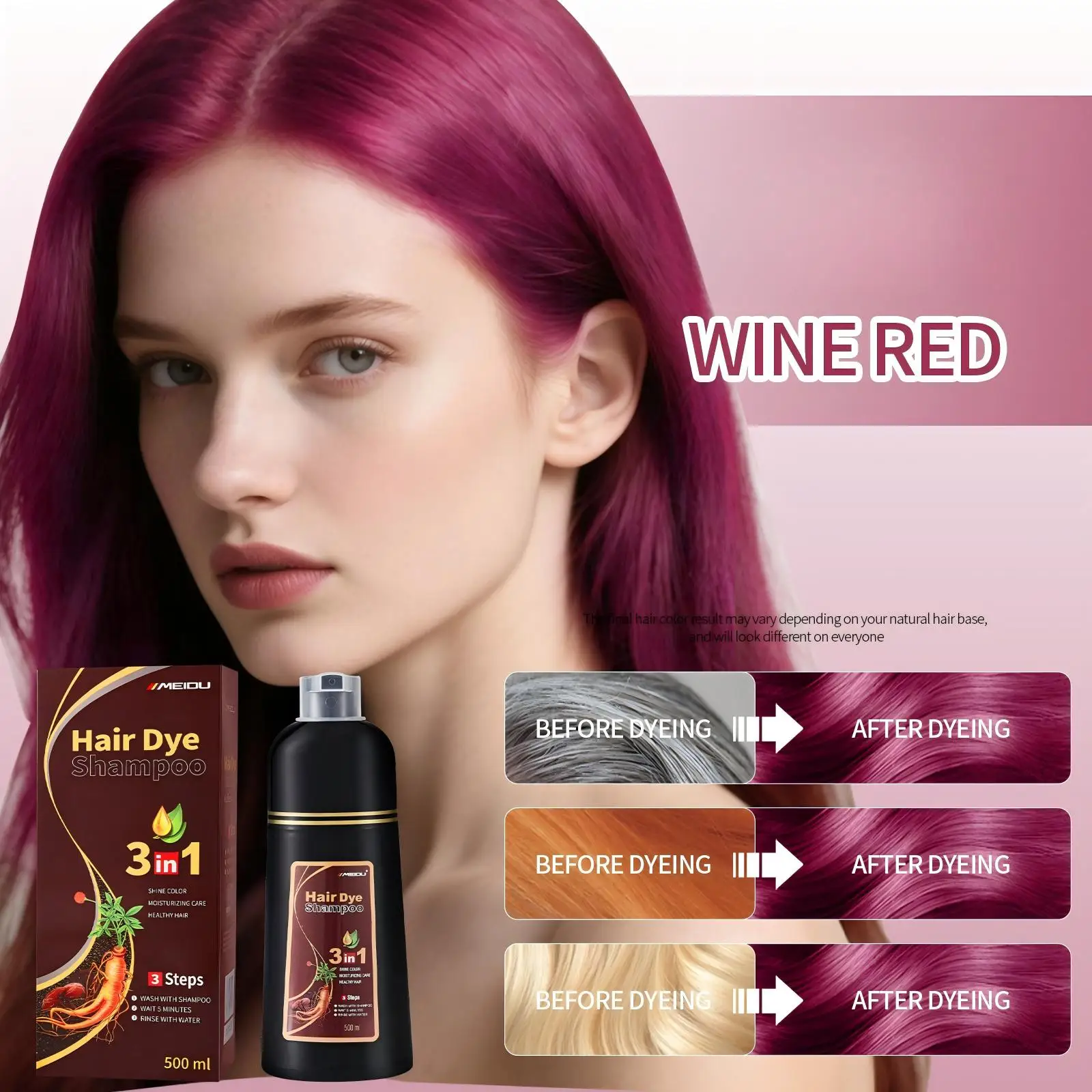 Meidu 3-in-1 Black Hair Dye Shampoo 500ml 10 Meidu 3-in-1 Black Hair Dye Shampoo 500ml - Image 10