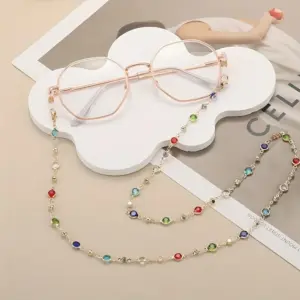Vintage-Colored Crystal Eyeglass Chain for Women