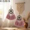 Bohemian Tassel Earrings with Floral Pattern