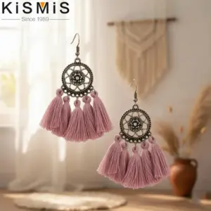 Bohemian Tassel Earrings with Floral Pattern