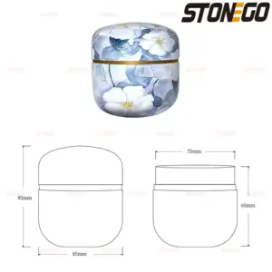 Elegant Floral Tin Storage Jar with Gold Band 14 S8591f6940cf54d998880a2f70af0ef25h