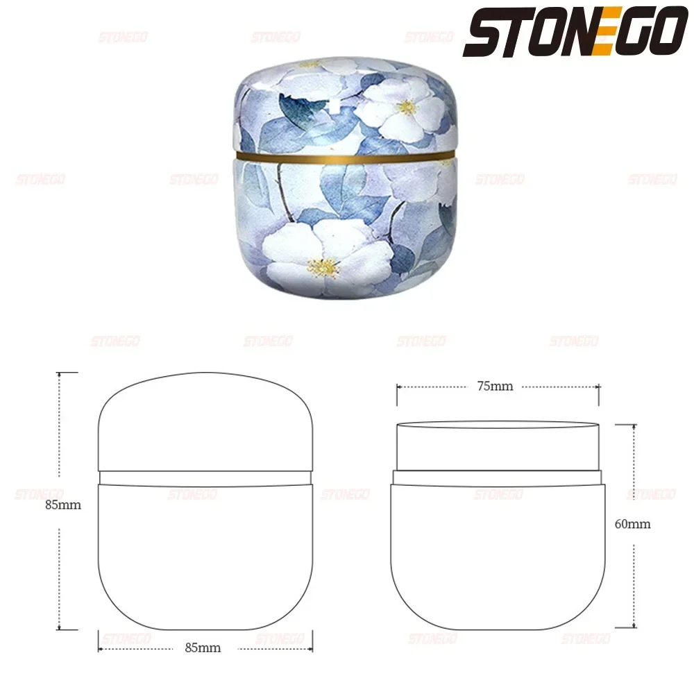 Elegant Floral Tin Storage Jar with Gold Band 5 Elegant Floral Tin Storage Jar with Gold Band - Image 5