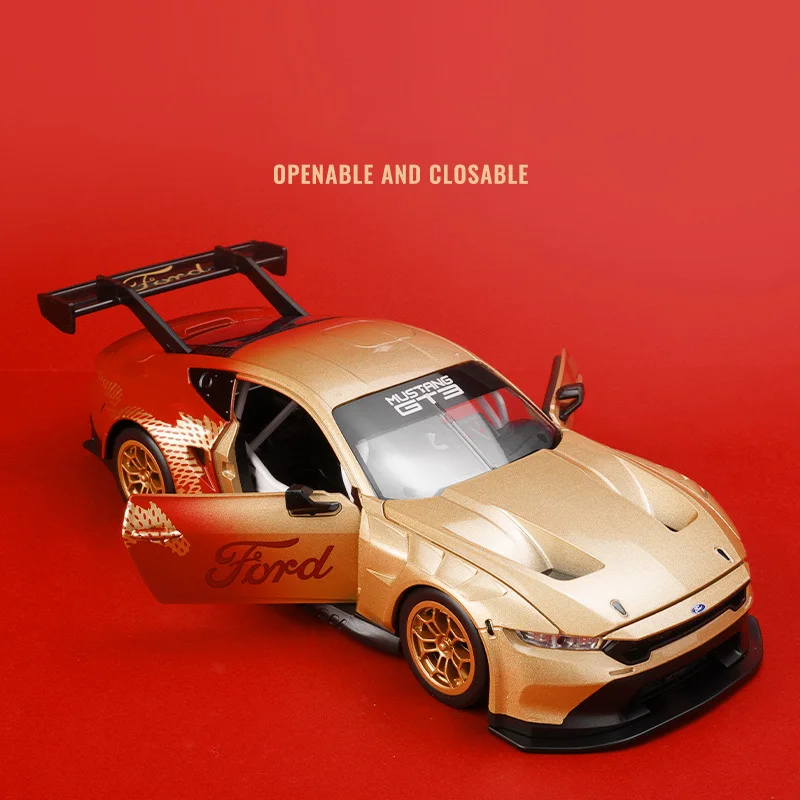 Ford Mustang GT3 Diecast Model Car 1:24 Scale Metallic Gold 2 Ford Mustang GT3 Diecast Model Car 1:24 Scale Metallic Gold - Image 2
