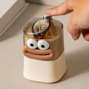 Whimsical Plastic Toothpick Dispenser with Cartoon Face