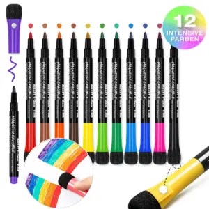 Set of 12 Magnetic Erasable Whiteboard Markers