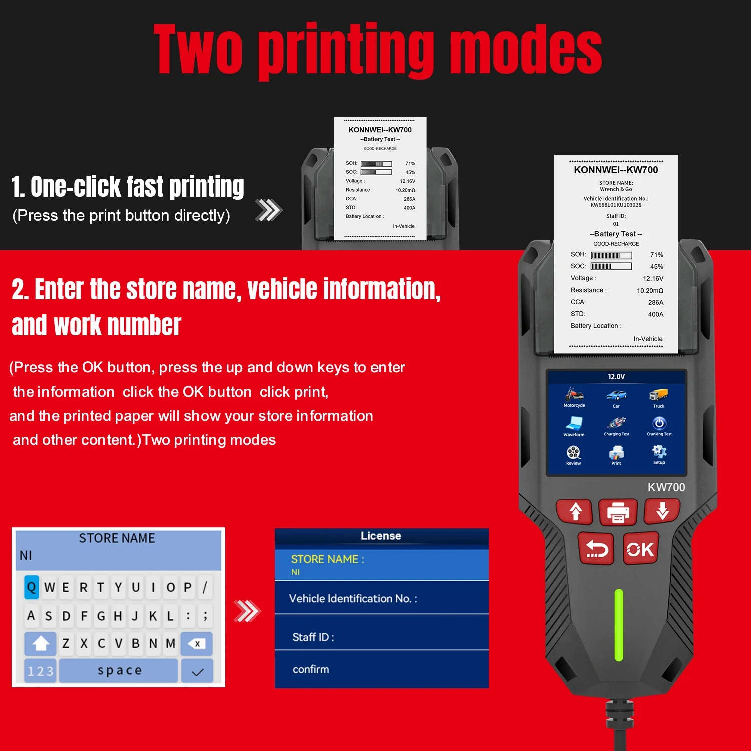 KonNwei KW700 Vehicle Battery Tester 2 KonNwei KW700 Vehicle Battery Tester - Image 2