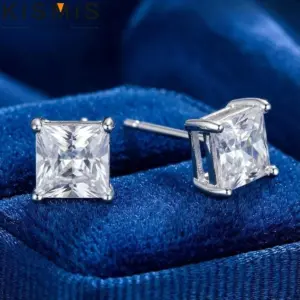Silver Princess-Cut Cubic Zirconia Stud Earrings