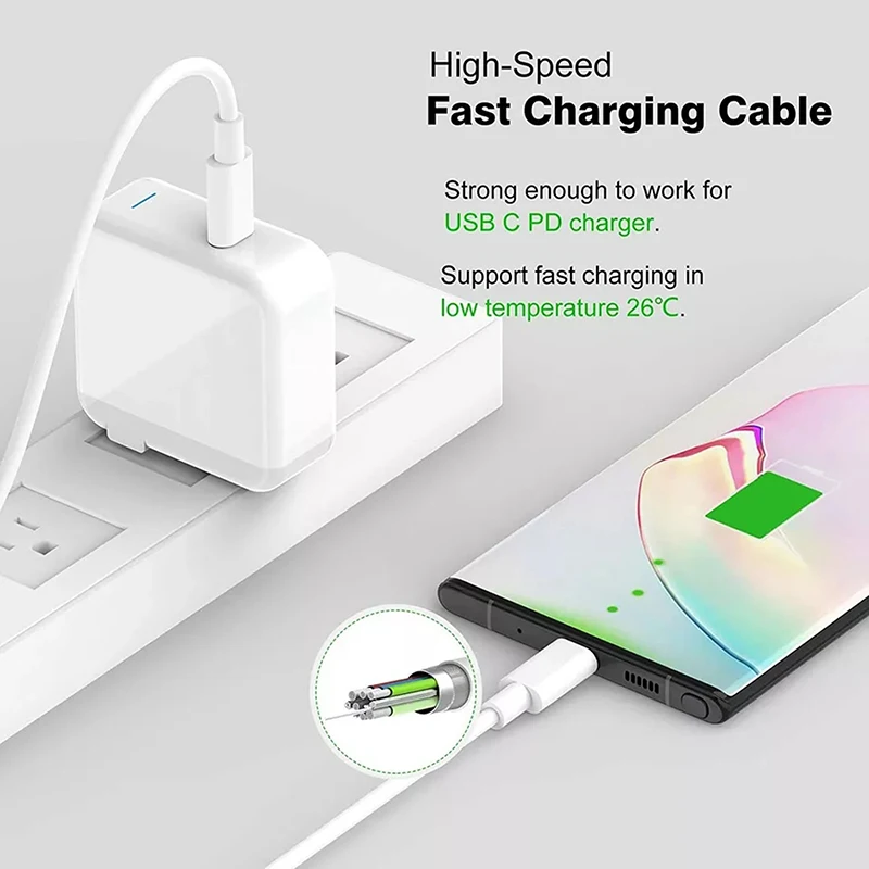 White USB-C to USB-C Fast Charging Cable Set 4 White USB-C to USB-C Fast Charging Cable Set - Image 4