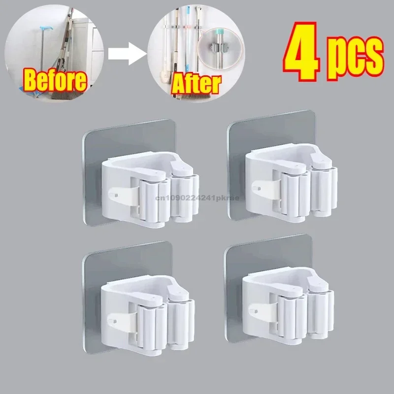 Self-Adhesive Wall-Mounted Mop Holder for Bathrooms 10 Self-Adhesive Wall-Mounted Mop Holder for Bathrooms - Image 10