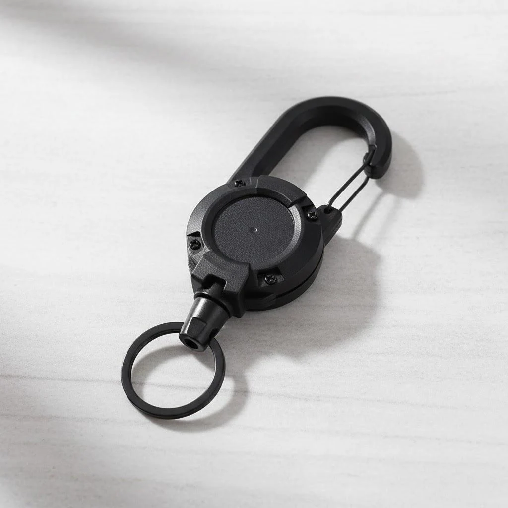 Black Retractable Keychain with Alloy Frame 10 Black Retractable Keychain with Alloy Frame - Image 10