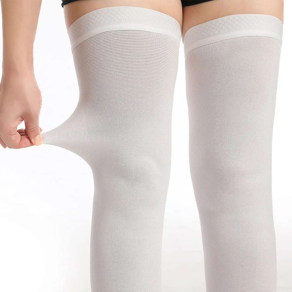 White Support Thigh-High Compression Stockings 2 White Support Thigh-High Compression Stockings - Image 2