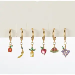 Vintage Gold Steel Cherry Hoop Earrings 12 S8b727efb60554af4af0801eed5420ec8E