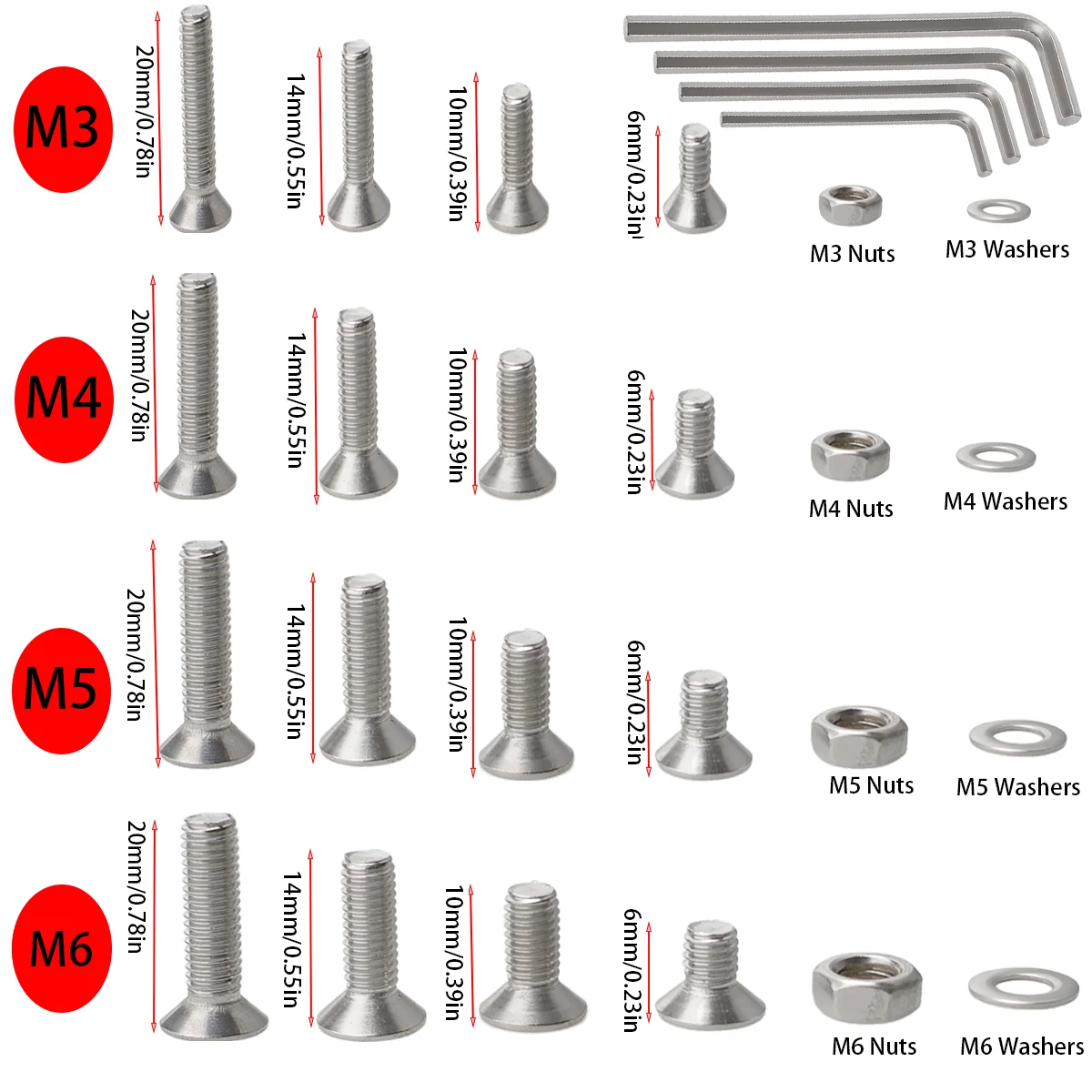 670-Piece Stainless Steel Countersunk Bolt Set 3 670-Piece Stainless Steel Countersunk Bolt Set - Image 3