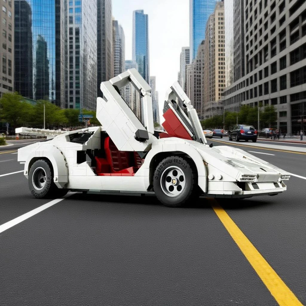 White Lamborghini Countach 5000 Building Set 3 White Lamborghini Countach 5000 Building Set - Image 3