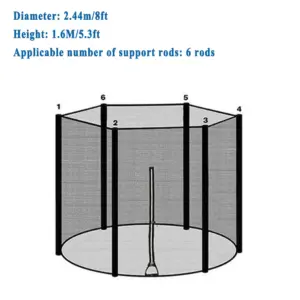 Black Outdoor Trampoline Safety Net for 6-12ft 18 S8d397f0948834a78bb41a2ded12cfb4dk