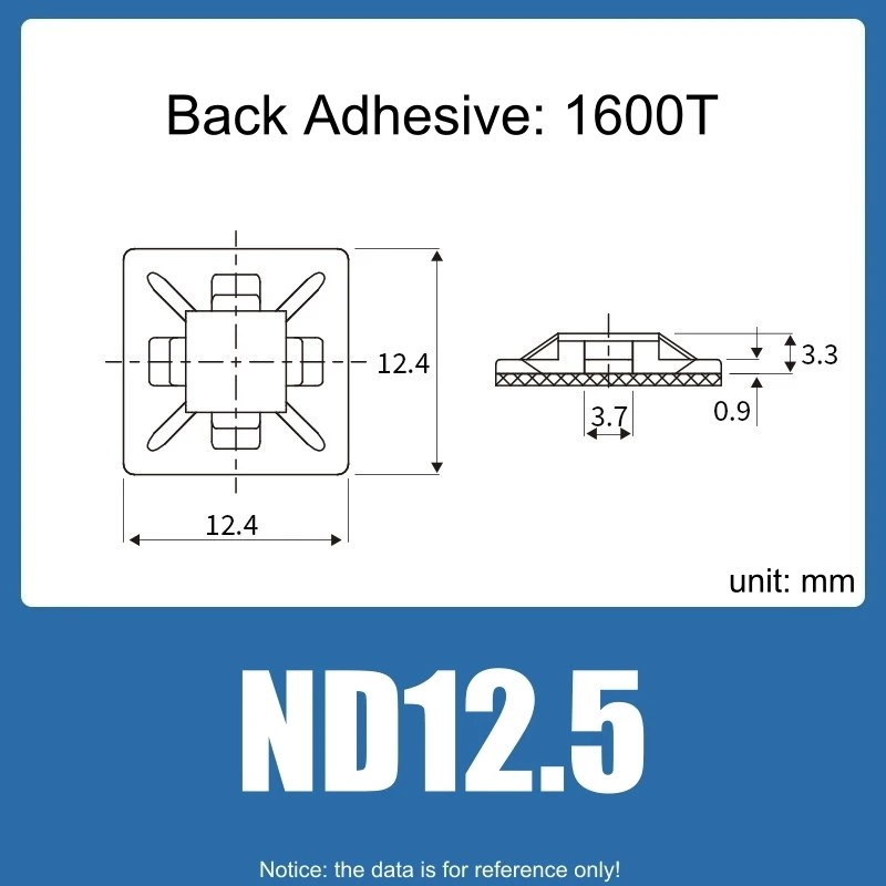 100pcs Nylon Cable Tie Mounts with 1600T Adhesive 10 100pcs Nylon Cable Tie Mounts with 1600T Adhesive - Image 10