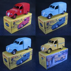 Citroen 2CV Alloy Diecast Model in Red, Blue, Beige