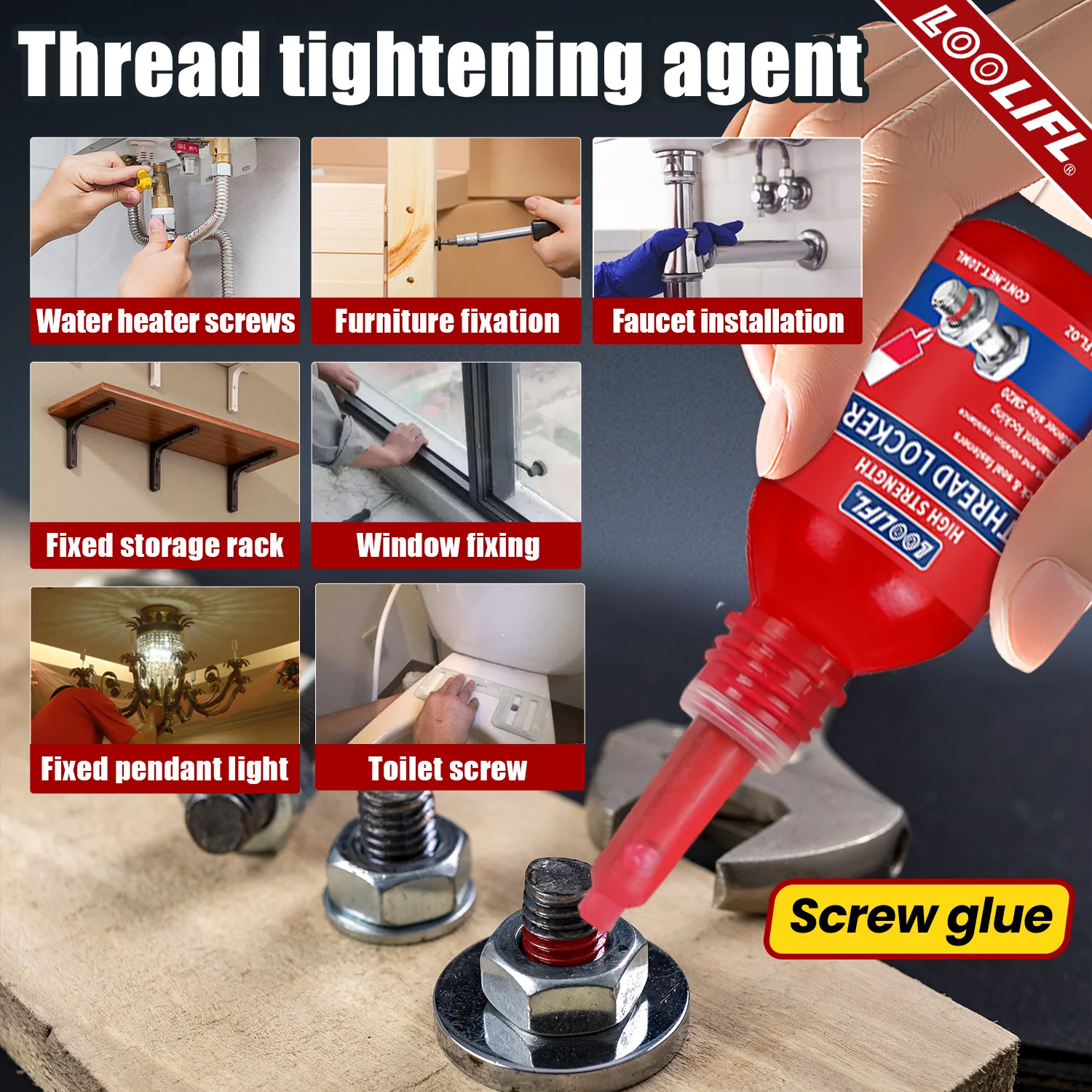 Loolifl Red Thread Locking Agent 10ml for M32 Fasteners 3 Loolifl Red Thread Locking Agent 10ml for M32 Fasteners - Image 3