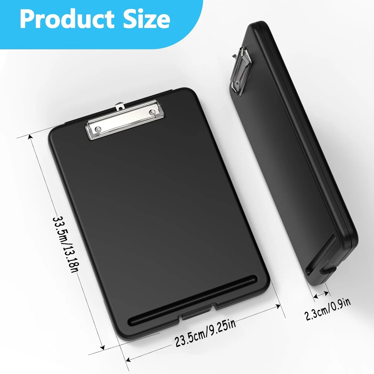 Black Foldable Clipboard with Storage 2 Black Foldable Clipboard with Storage - Image 2