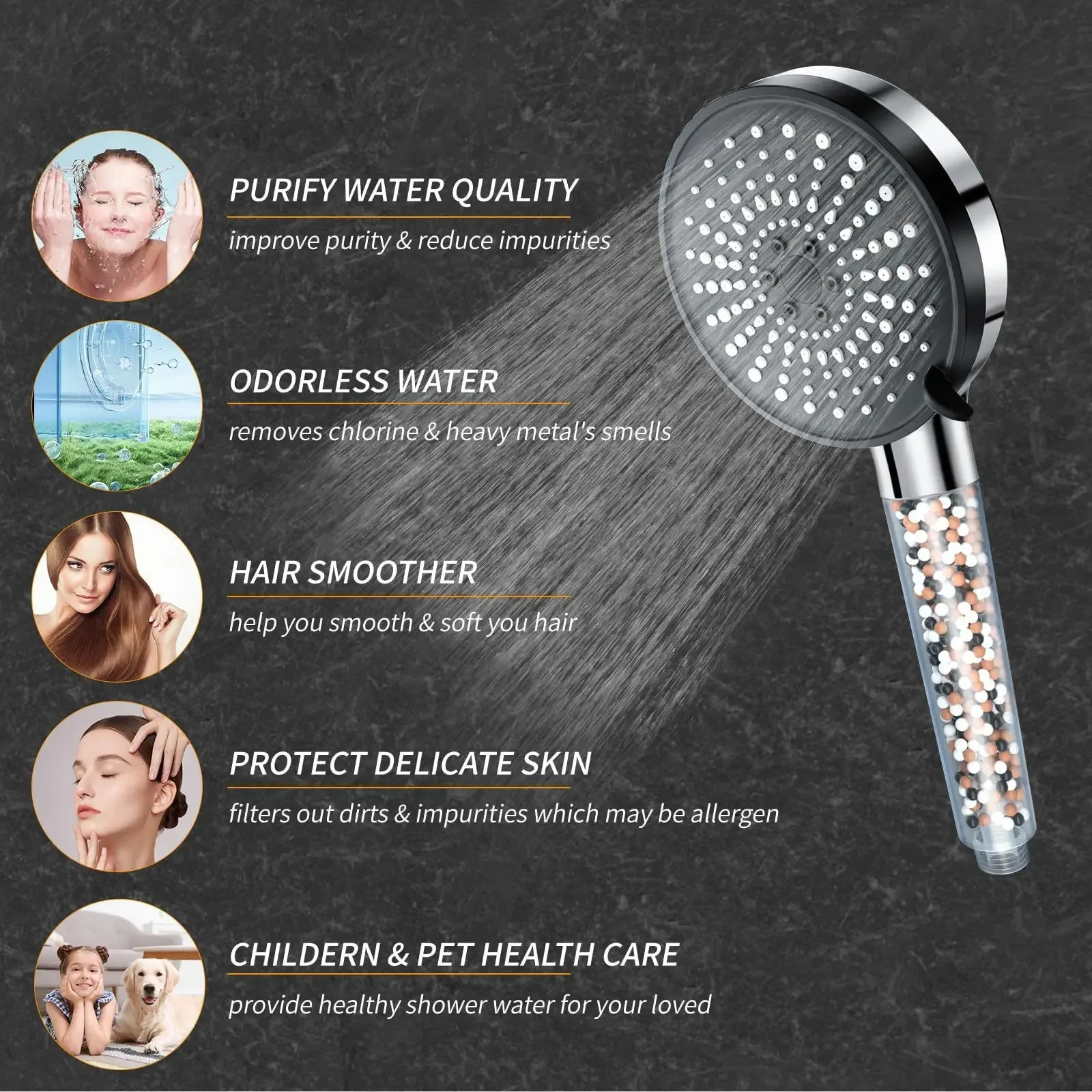 Modern Black & Silver Adjustable Shower Head 5 Modern Black & Silver Adjustable Shower Head - Image 5