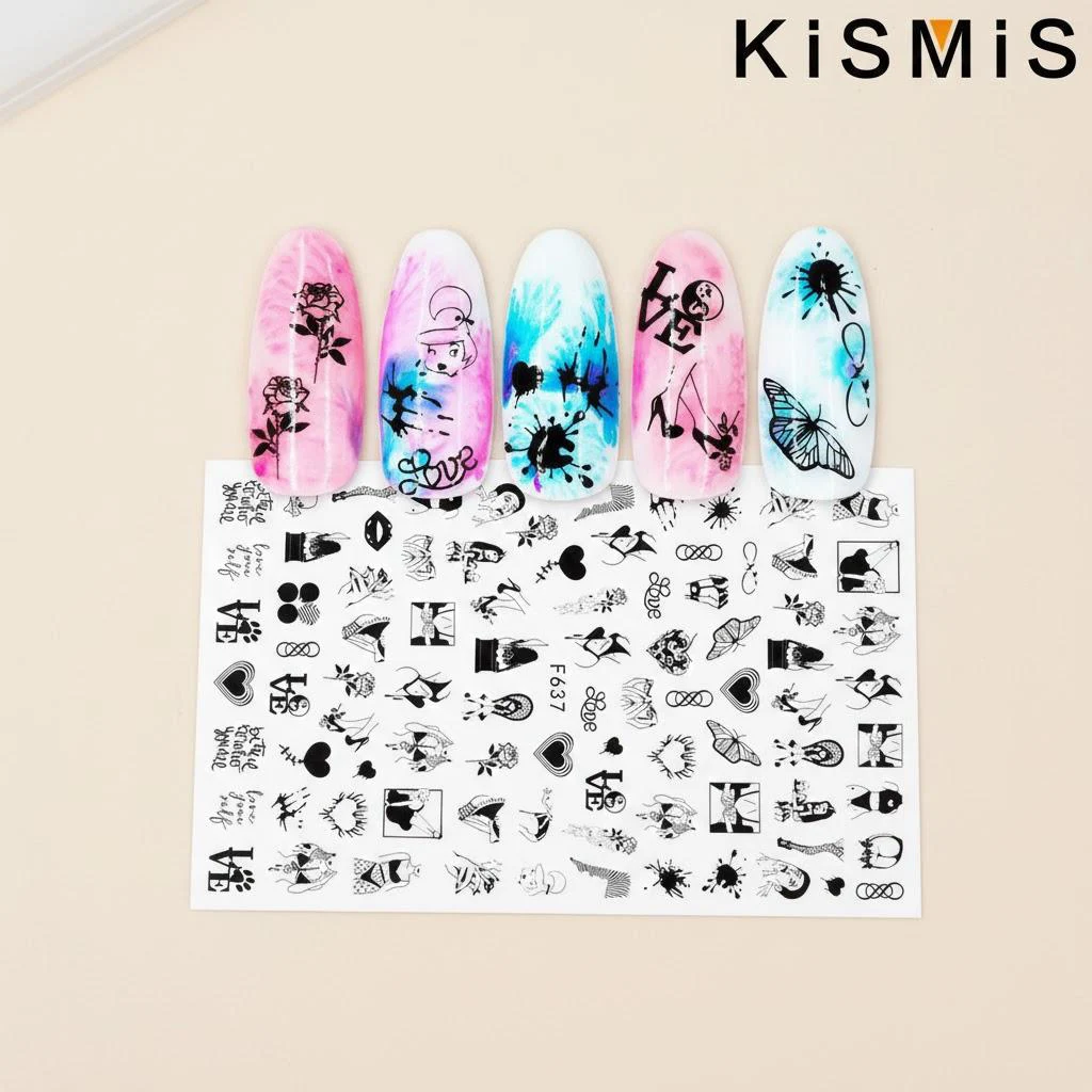 Mystical Black & White Nail Art Stickers Set 10 Mystical Black & White Nail Art Stickers Set - Image 10