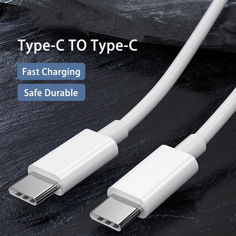 White USB-C to USB-C Fast Charging Cable Set 2 White USB-C to USB-C Fast Charging Cable Set - Image 2