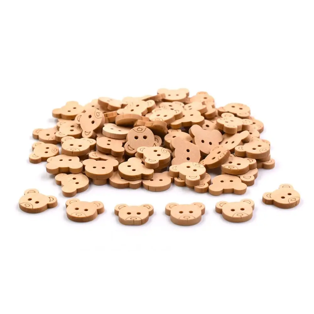 Wooden Bear Buttons Set of 50, 100, 200pcs 6 Wooden Bear Buttons Set of 50, 100, 200pcs - Image 6