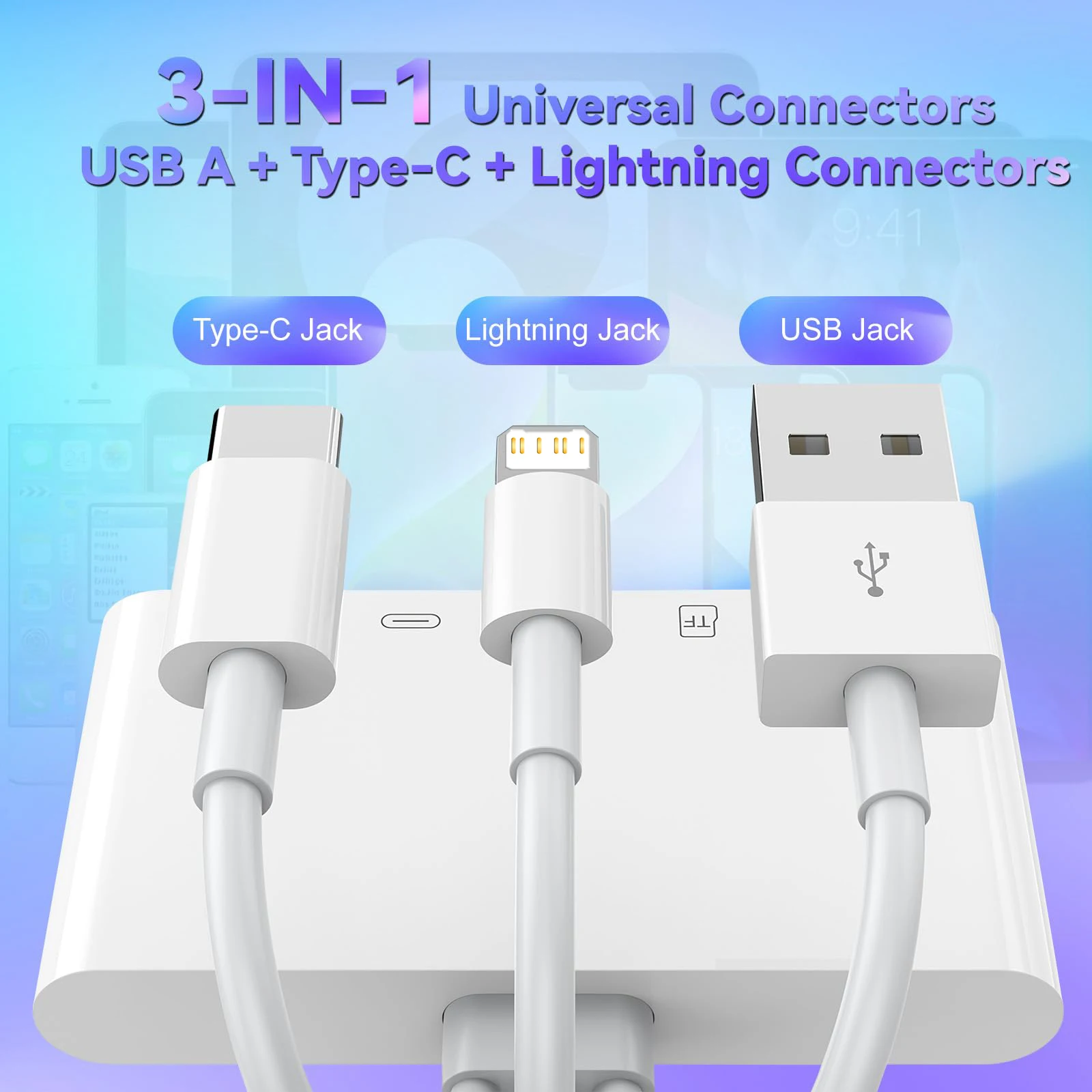 White 5-in-1 USB C/Lightning Card Reader 3 White 5-in-1 USB C/Lightning Card Reader - Image 3