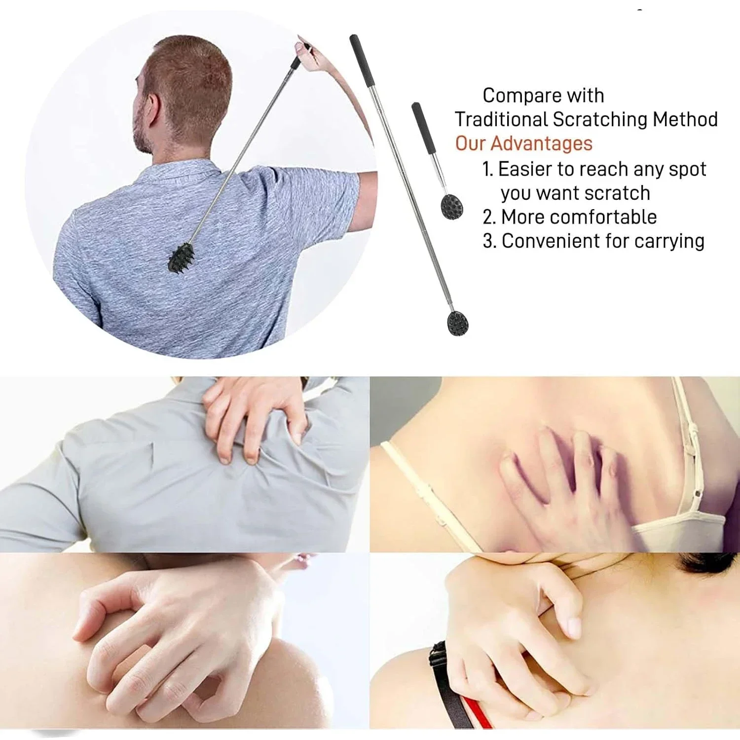 Stainless Steel Telescopic Back Scratchers Set 4 Stainless Steel Telescopic Back Scratchers Set - Image 4