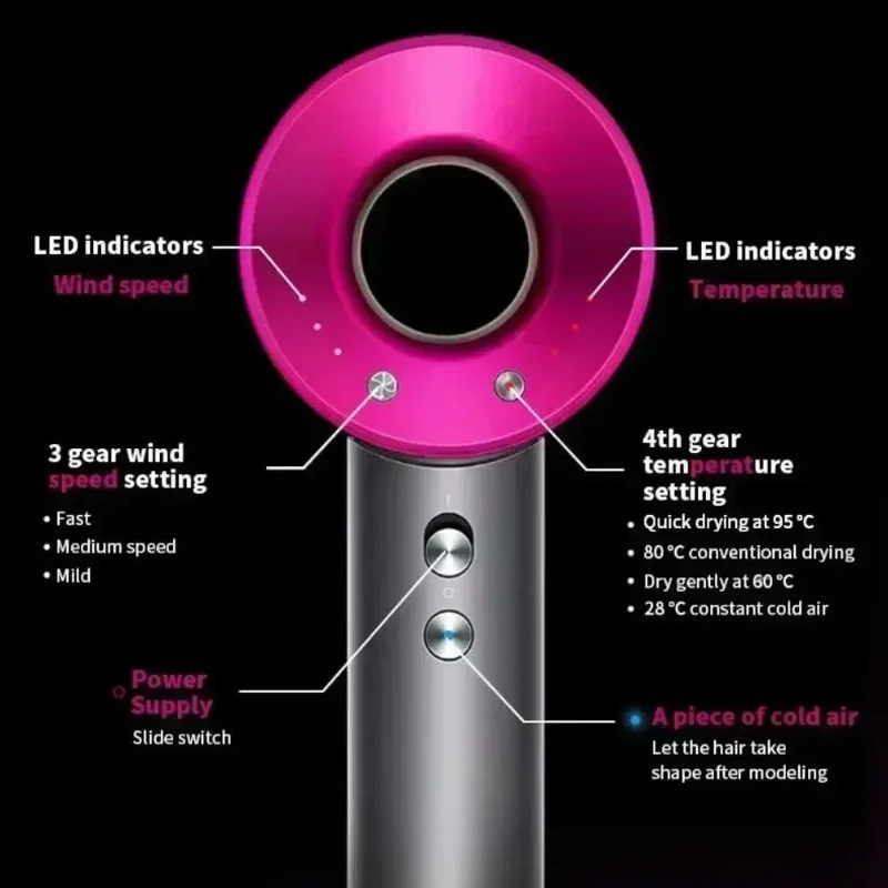 Pink Cordless Hair Dryer with Magnetic Nozzles 5 Pink Cordless Hair Dryer with Magnetic Nozzles - Image 5