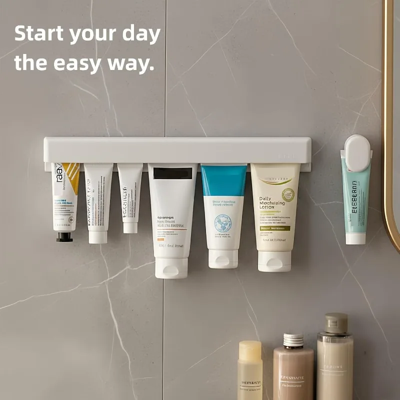 White Wall-Mounted Toothpaste & Cream Organizer 5 White Wall-Mounted Toothpaste & Cream Organizer - Image 5