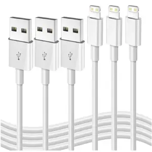 USB A to Lightning Charging Cables 3-Pack