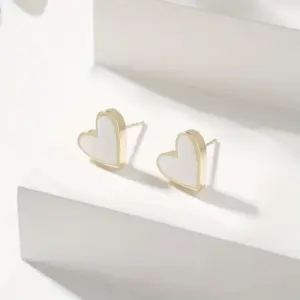 Heart-Shaped Pink Enamel Stud Earrings for Women 7 S98bd41172aab4a388ad52e82b1137864K