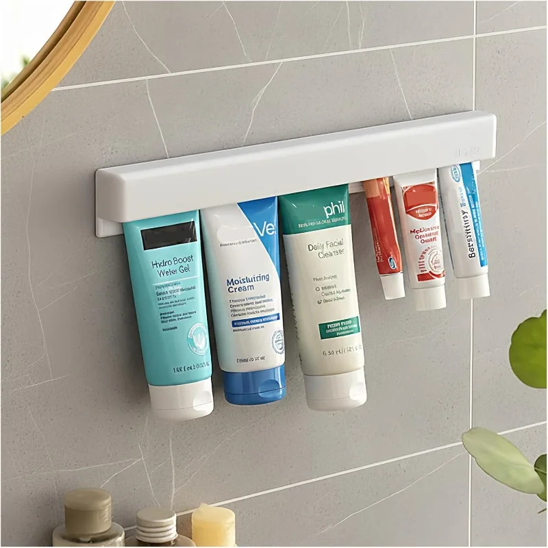 White Wall-Mounted Toothpaste & Cream Organizer 6 White Wall-Mounted Toothpaste & Cream Organizer - Image 6