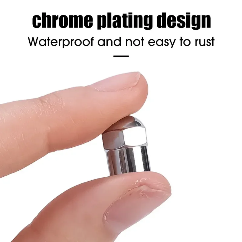 Chrome Tire Valve Caps Set (12mm x 9mm) 3 Chrome Tire Valve Caps Set (12mm x 9mm) - Image 3