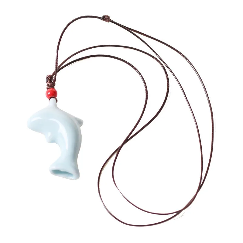 Light Blue Ceramic Dolphin Necklace for Women 4 Light Blue Ceramic Dolphin Necklace for Women - Image 4