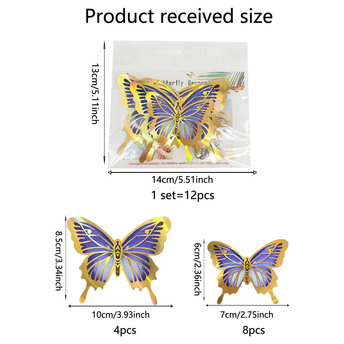 Vibrant 3D Butterfly Wall Sticker Set 8 Vibrant 3D Butterfly Wall Sticker Set - Image 8