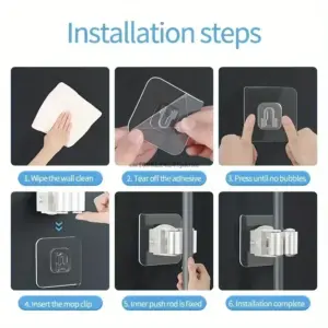 Self-Adhesive Wall-Mounted Mop Holder for Bathrooms 15 S9c6e9cffa0b446938482f4eb2a91ec69y