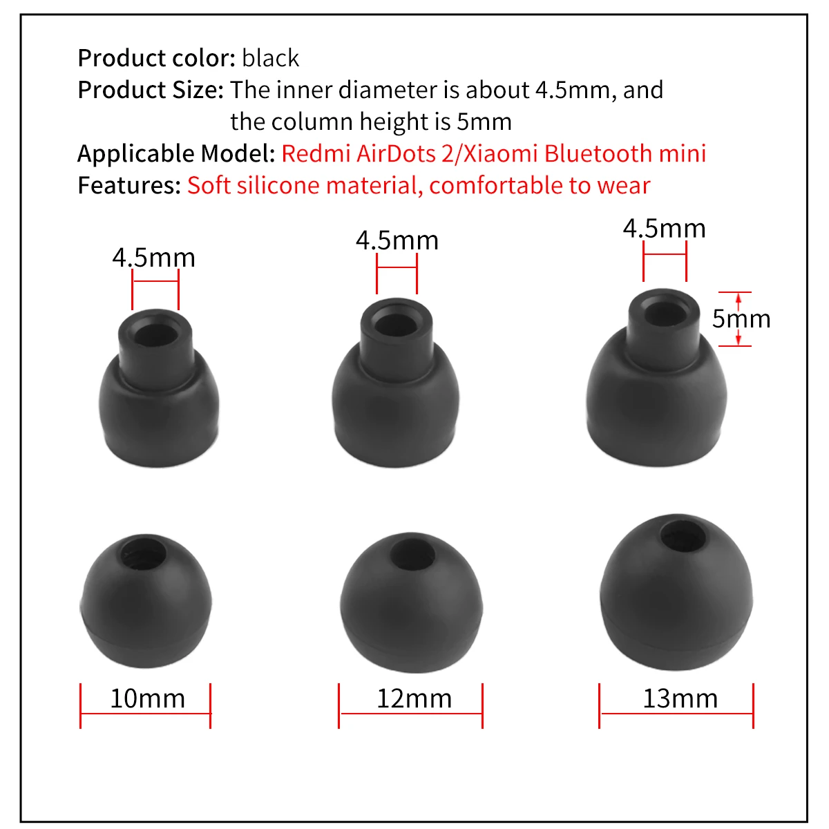Silicone Ear Tips for Redmi AirDots 2 & E8 3 Silicone Ear Tips for Redmi AirDots 2 & E8 - Image 3