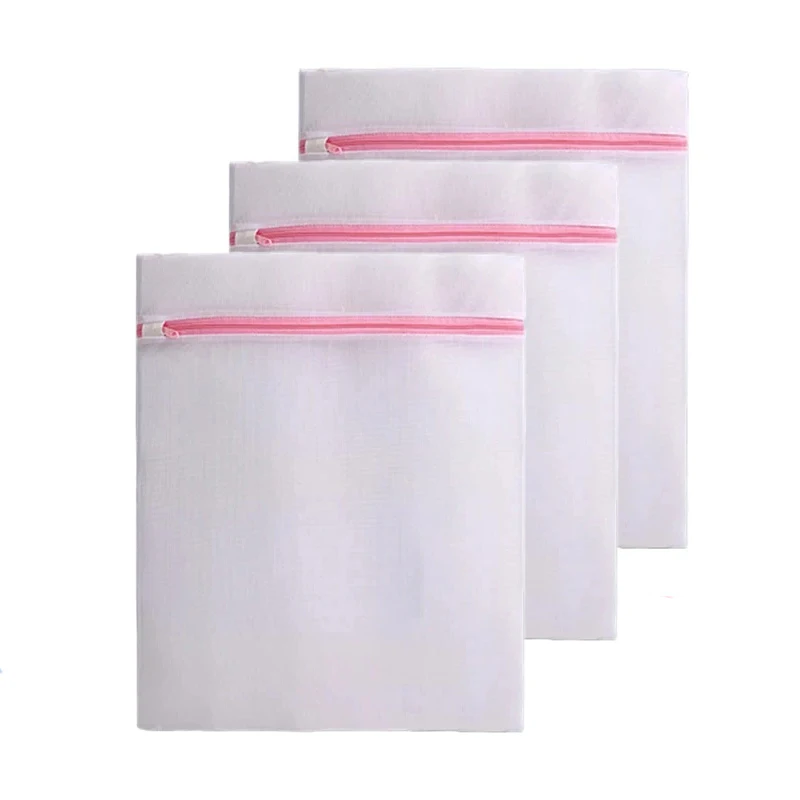 Set of Four Polyester Laundry Bags with Pink Zippers 7 Set of Four Polyester Laundry Bags with Pink Zippers - Image 7