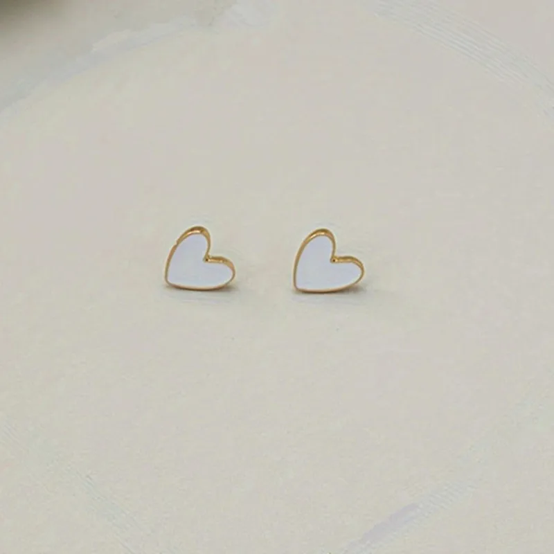 Heart-Shaped Pink Enamel Stud Earrings for Women 4 Heart-Shaped Pink Enamel Stud Earrings for Women - Image 4