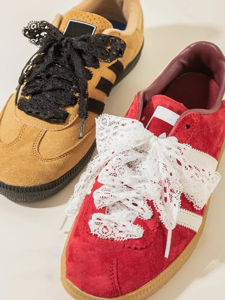 Elegant Sneakers with Floral Lace Ties 3 Elegant Sneakers with Floral Lace Ties - Image 3