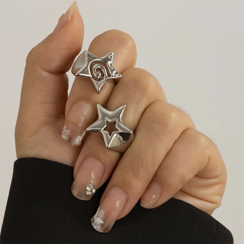 Unisex Adjustable Star Ring Set in Zinc Alloy 6 Unisex Adjustable Star Ring Set in Zinc Alloy - Image 6