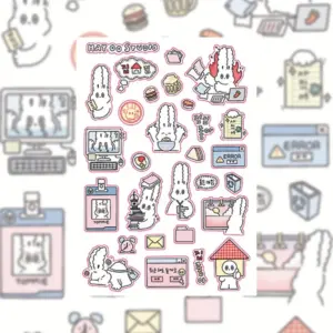 Kawaii Rabbit Stickers Set 9x13cm 15 Sa6b8ed6de19a49499d4880c97c509870d