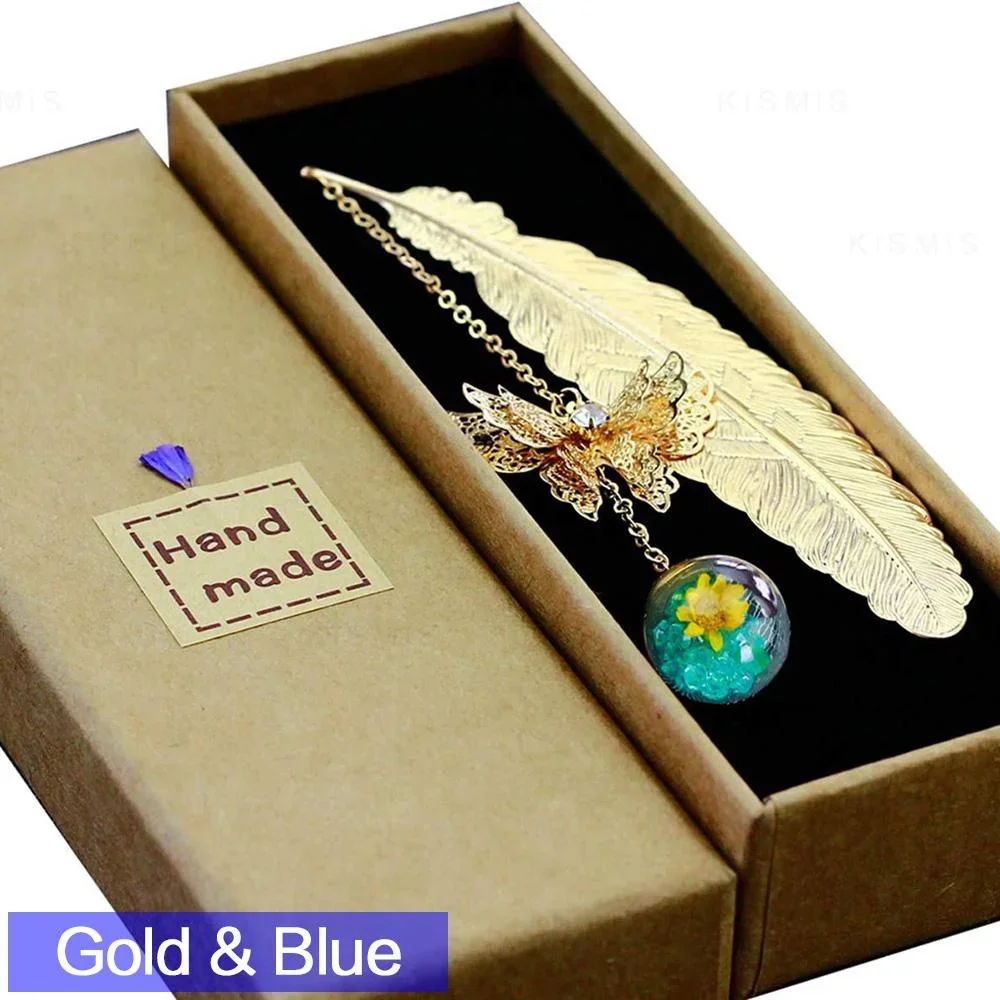 Elegant Metal Feather Bookmark with Glitter Ball 6 Elegant Metal Feather Bookmark with Glitter Ball - Image 6