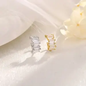 Geometric Silver-Tone Ear Cuff with Zircon 14 Sa875f4502470438ebe4f117d8cdaf5d7y