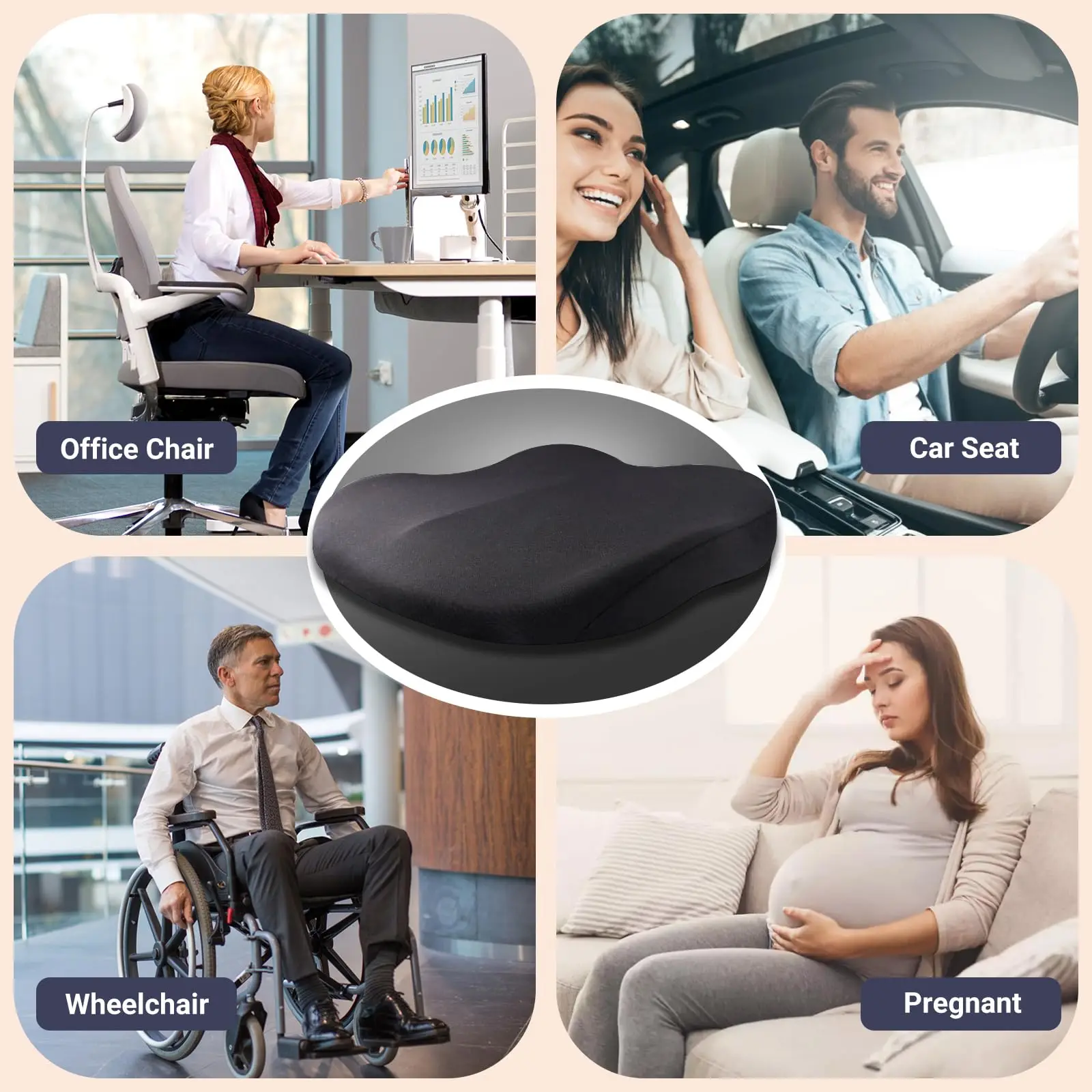 Black Memory Foam Support Cushion for Vehicles 6 Black Memory Foam Support Cushion for Vehicles - Image 6