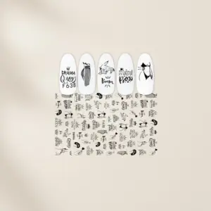 Mystical Black & White Nail Art Stickers Set 18 Sa938290d3b2f40708f9dd8fc22c6fb6ak