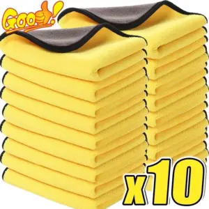 Bright Yellow Microfiber Car Cleaning Towels Set